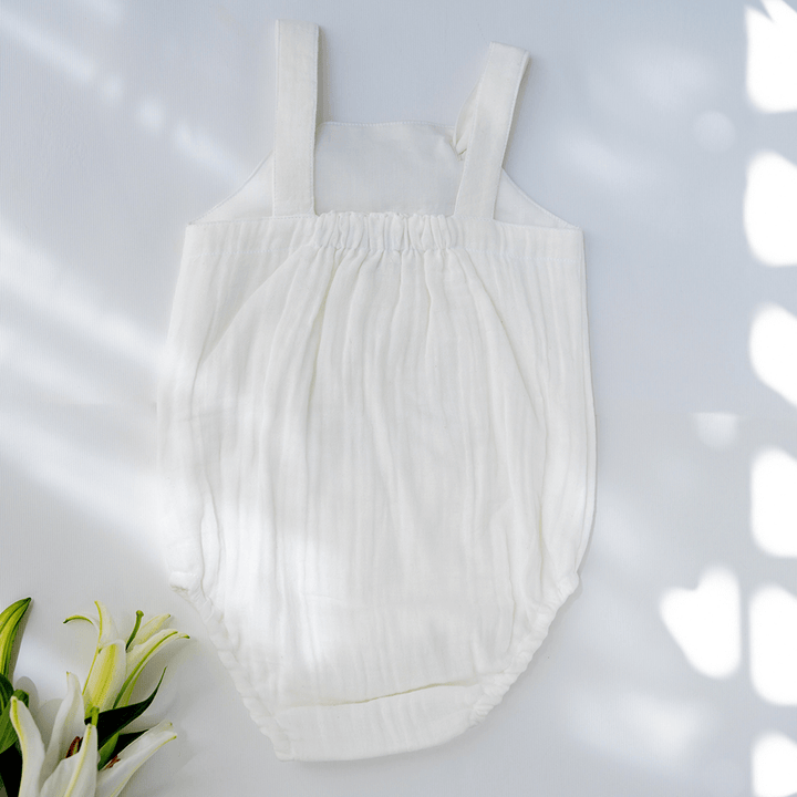 PureCloth.Co Baby Gift Hamper with Cotton Romper and Swaddle- White
