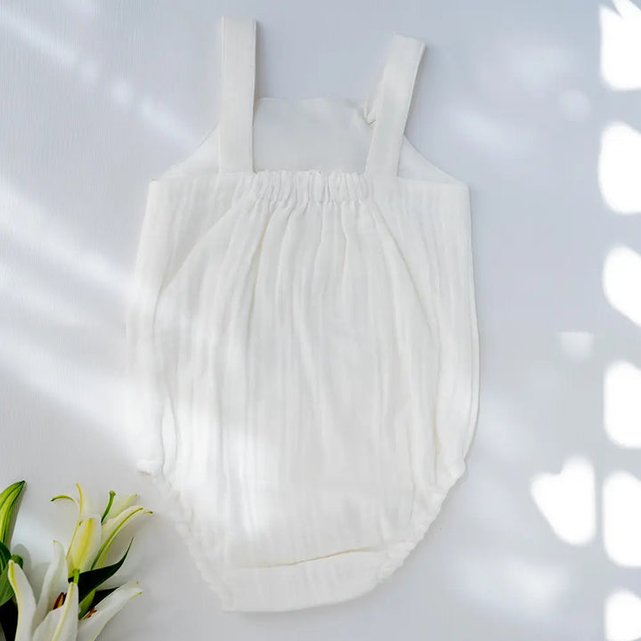 Purecloth Jungle Pals Playsuit | Cotton Muslin Baby Romper - Off-White