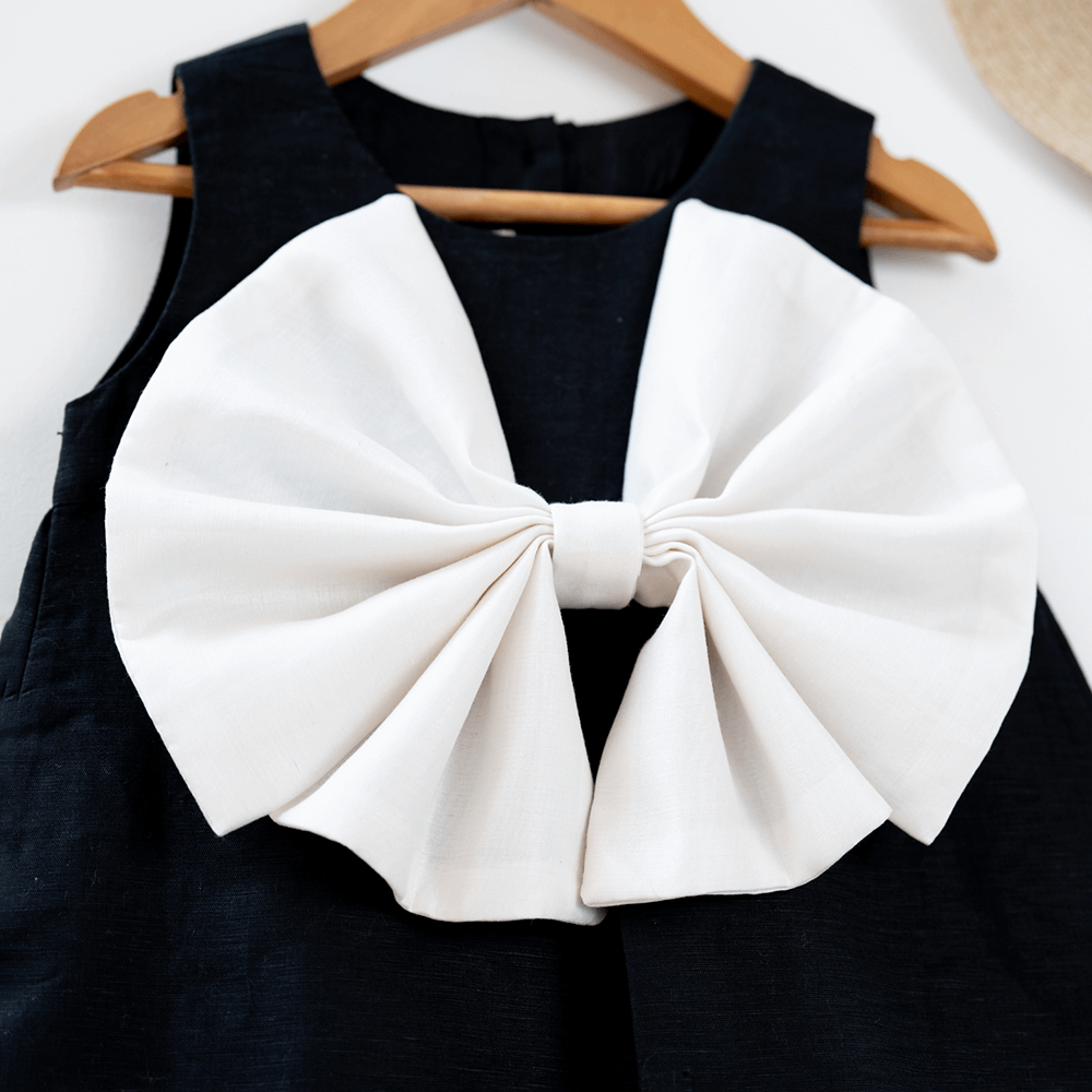 PureCloth.Co Little Black Big Bow Dress For Girls