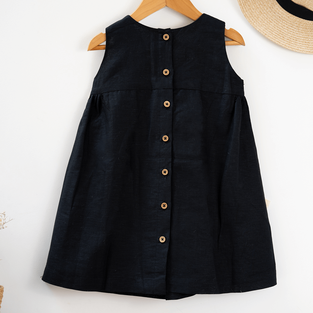 PureCloth.Co Little Black Big Bow Dress For Girls