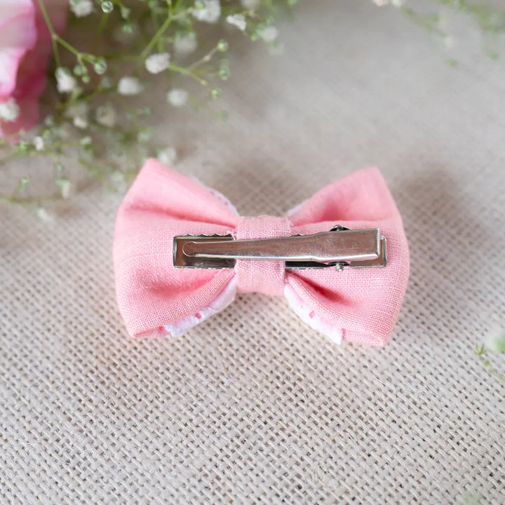 PureCloth.Co Newborn Mini Lace Bow Hairclip - White