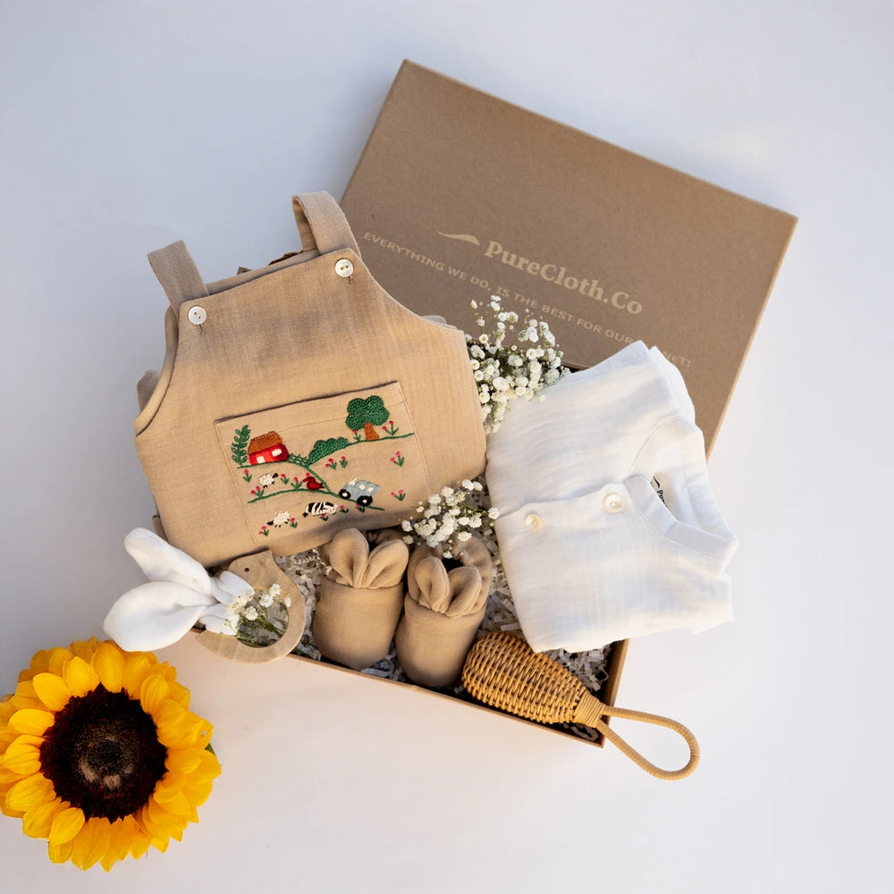 PureCloth.Co Meadow Dreamland Baby Boy Hamper | Beige