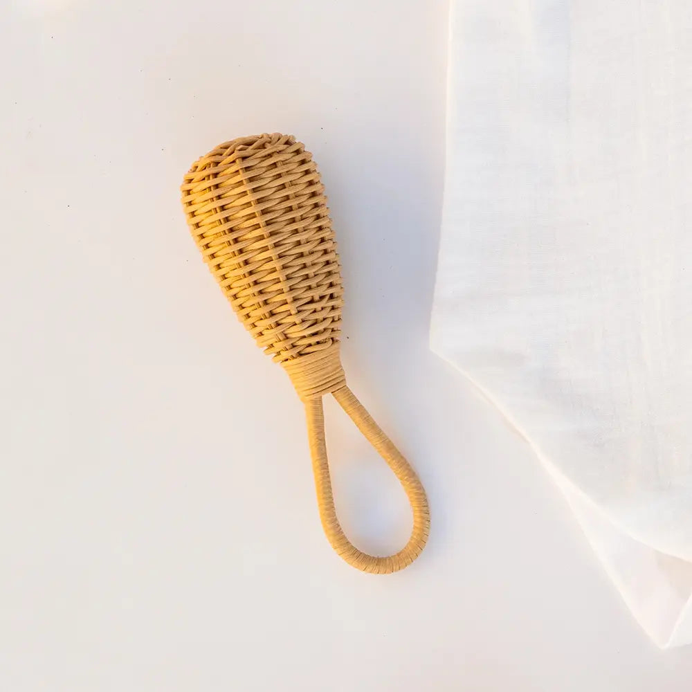 PureCloth.Co The Bamboo Rattan Baby Rattle - Brown