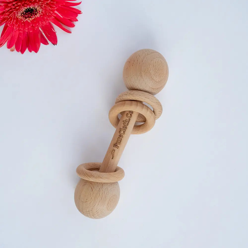 PureCloth.Co Pure Play Wooden Baby Rattle