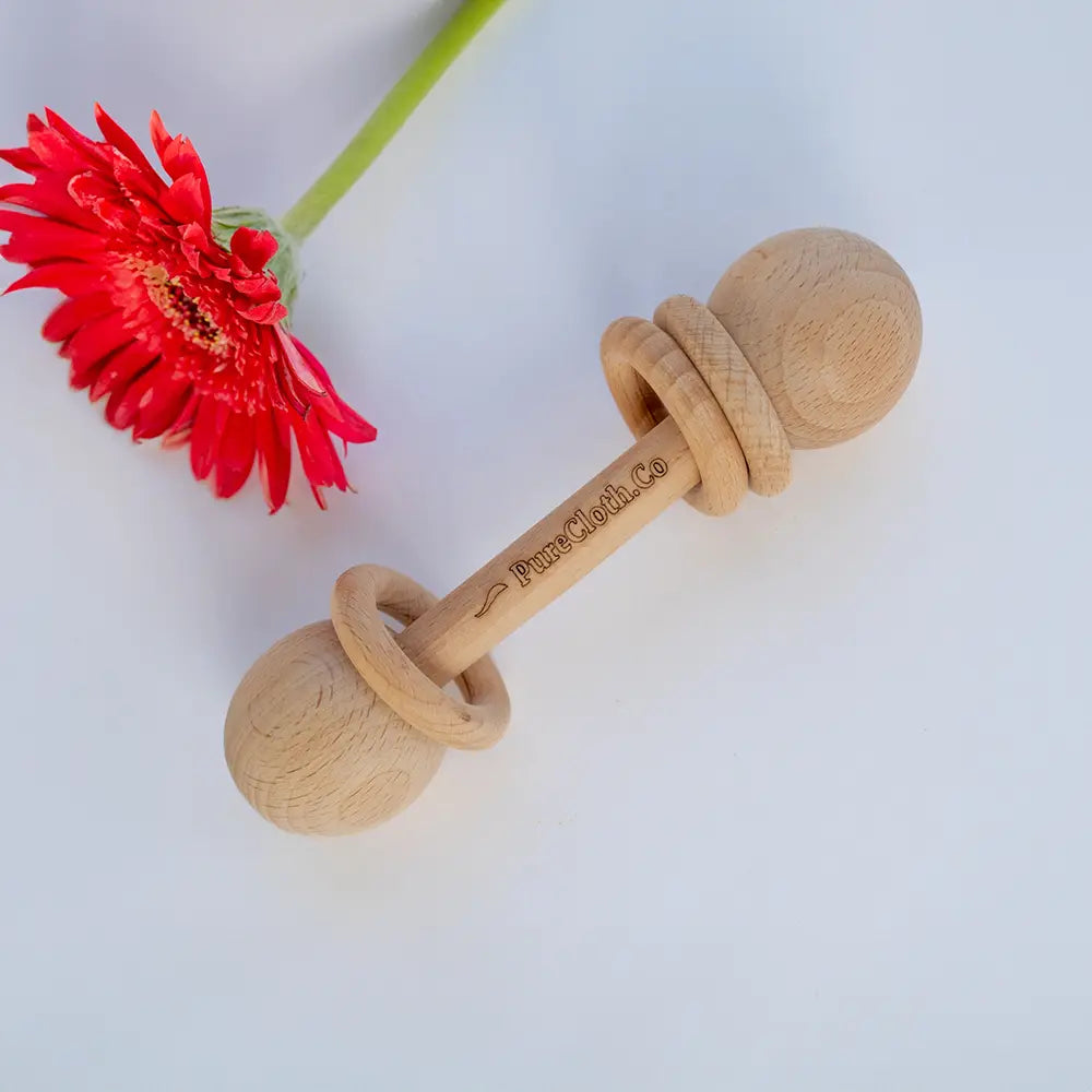 PureCloth.Co Pure Play Wooden Baby Rattle