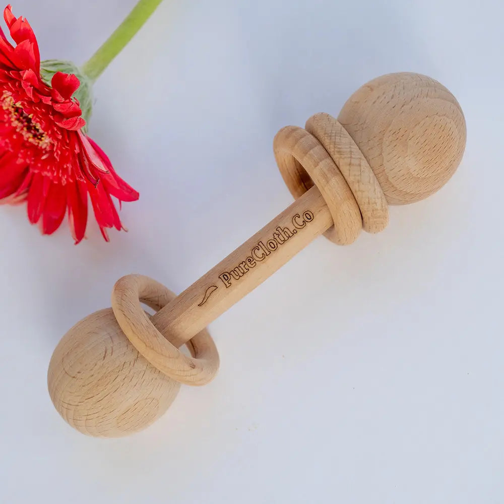 PureCloth.Co Pure Play Wooden Baby Rattle