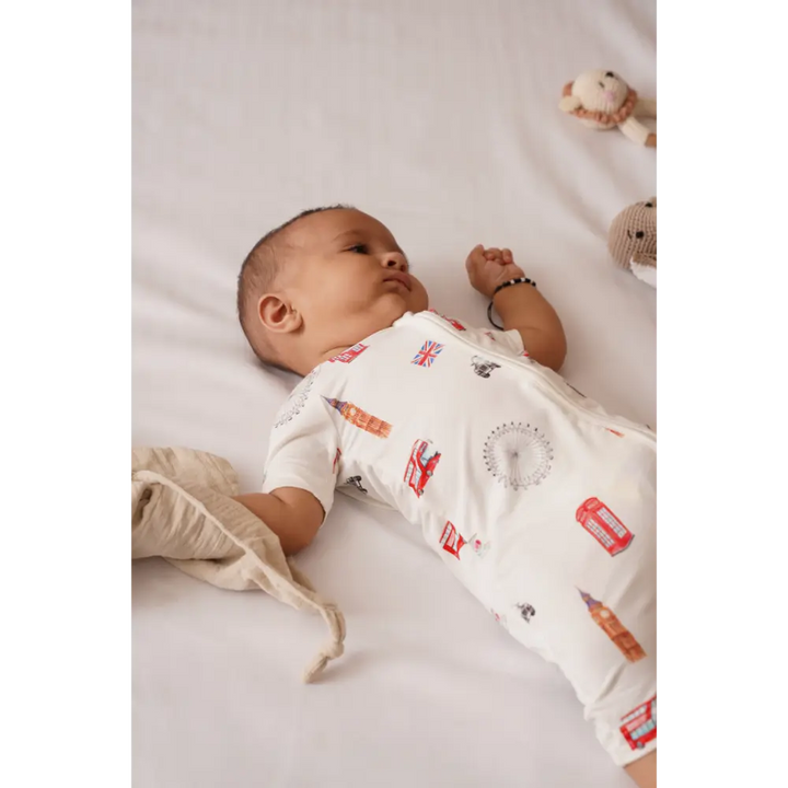 Bubz Bamboo Baby Romper - Soft Breathable Two-Way Zip - London