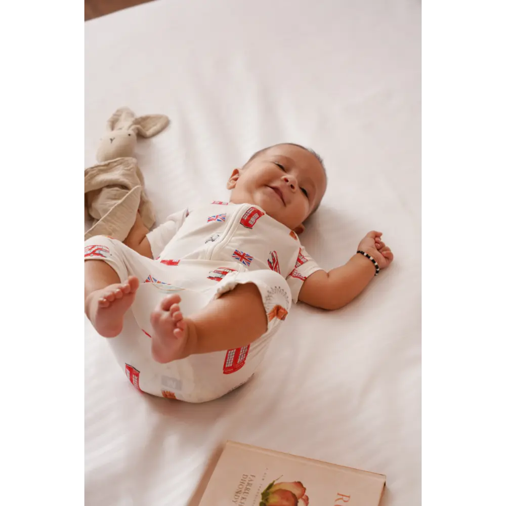 Bubz Bamboo Baby Romper - Soft Breathable Two-Way Zip - London