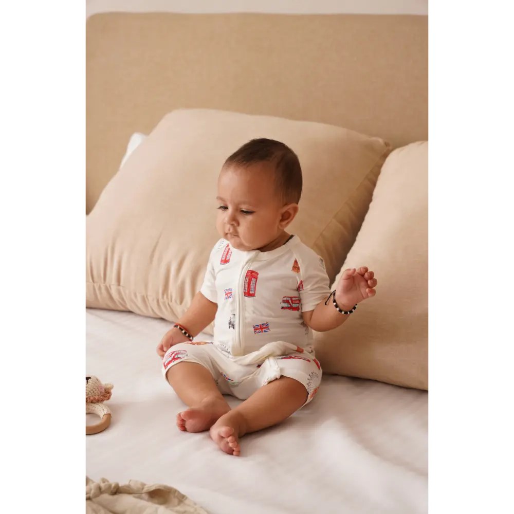 Bubz Bamboo Baby Romper - Soft Breathable Two-Way Zip - London