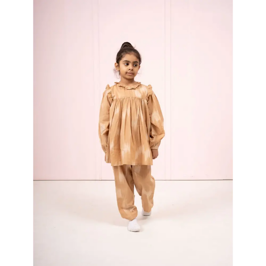 Moobaa Girls clothing The Ruffle Beige Co-Ord