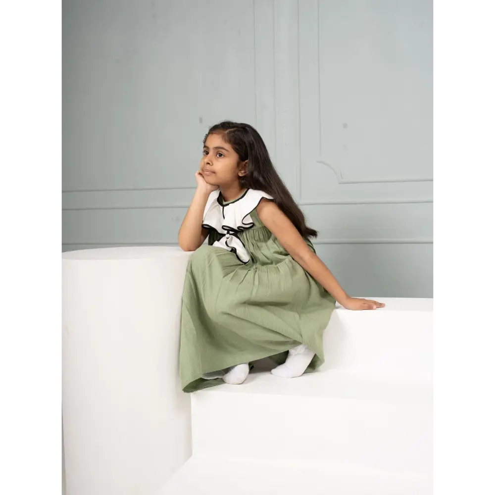 Moobaa Girls Clothing The Tracing Olive Dress