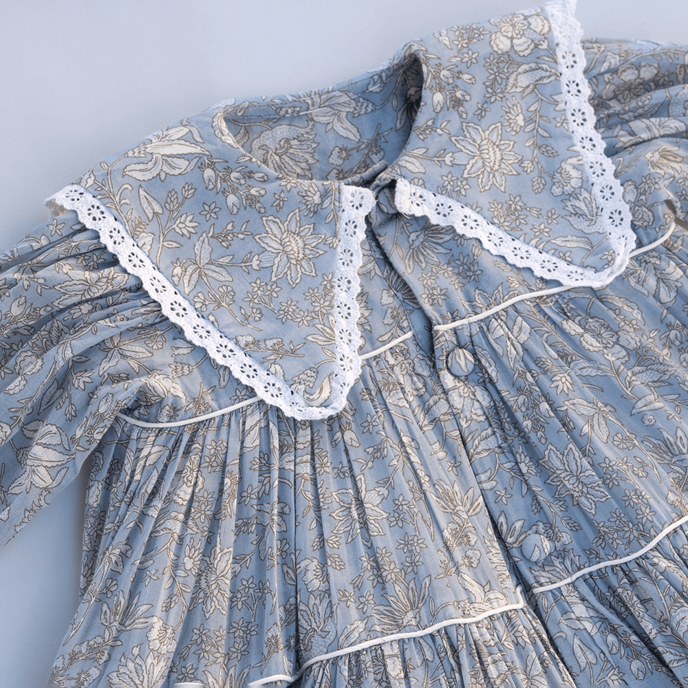 PureCloth.Co Tiered Collar Swing Dress for Infants/Girls - Grey