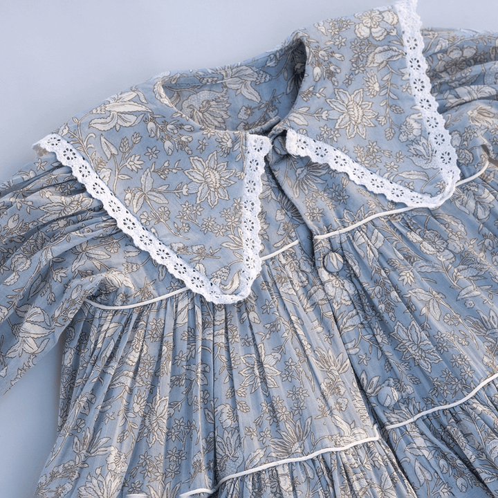 PureCloth.Co Tiered Collar Swing Dress for Infants/Girls - Grey