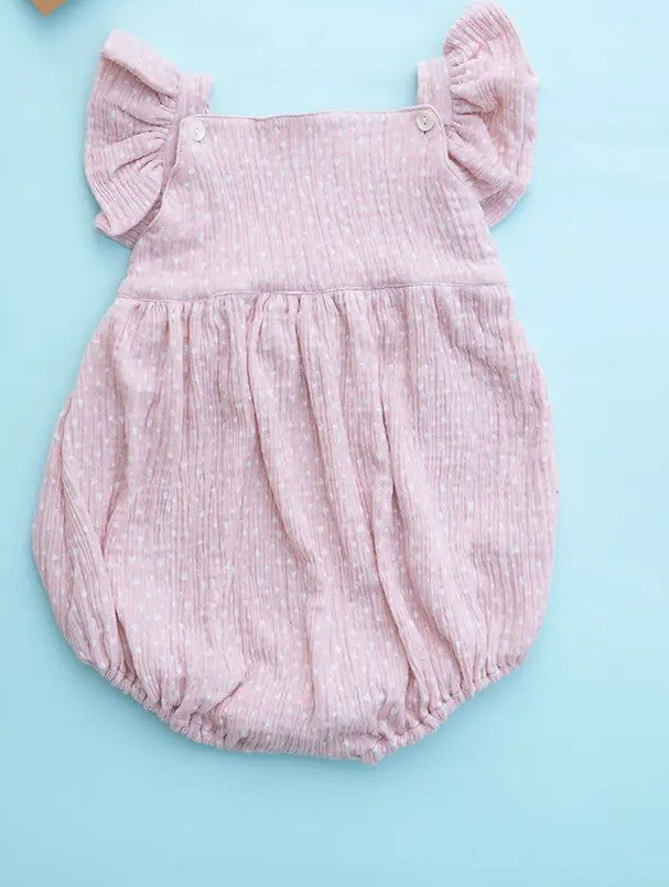 PureCloth.Co Organic Cotton Baby Romper for Girls - Pink Heart