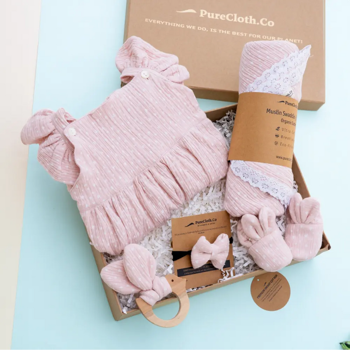PureCloth.Co Baby Girl Gift Hamper | Pink Heart