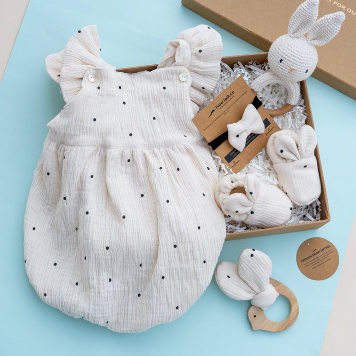 PureCloth.Co Baby Girl Gift Hamper | Polka-Off White
