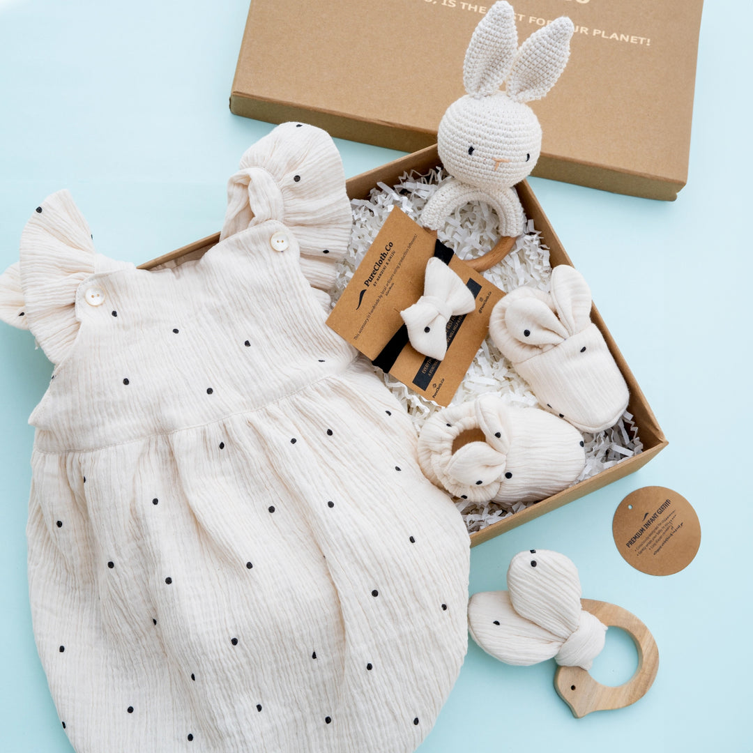 PureCloth.Co Baby Girl Gift Hamper | Polka-Off White