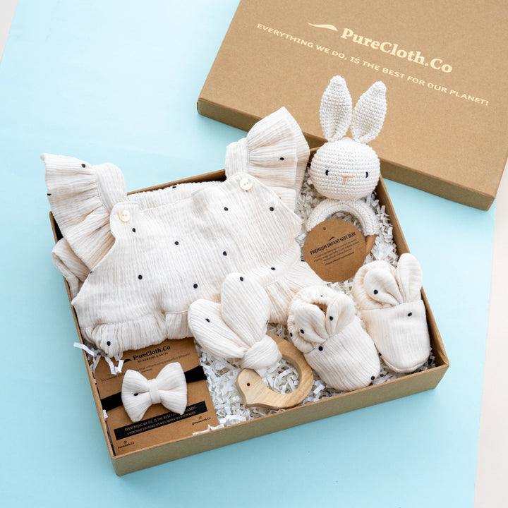 PureCloth.Co Baby Girl Gift Hamper | Polka-Off White