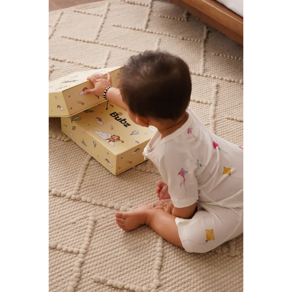 Bubz Bamboo Baby Romper - Soft Breathable Two-Way Zip - Kites