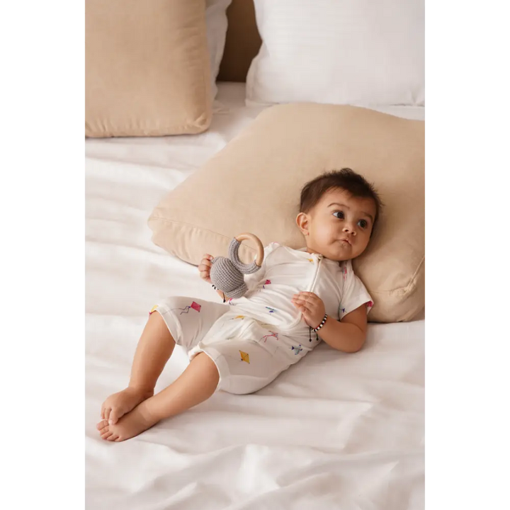 Bubz Bamboo Baby Romper - Soft Breathable Two-Way Zip - Kites