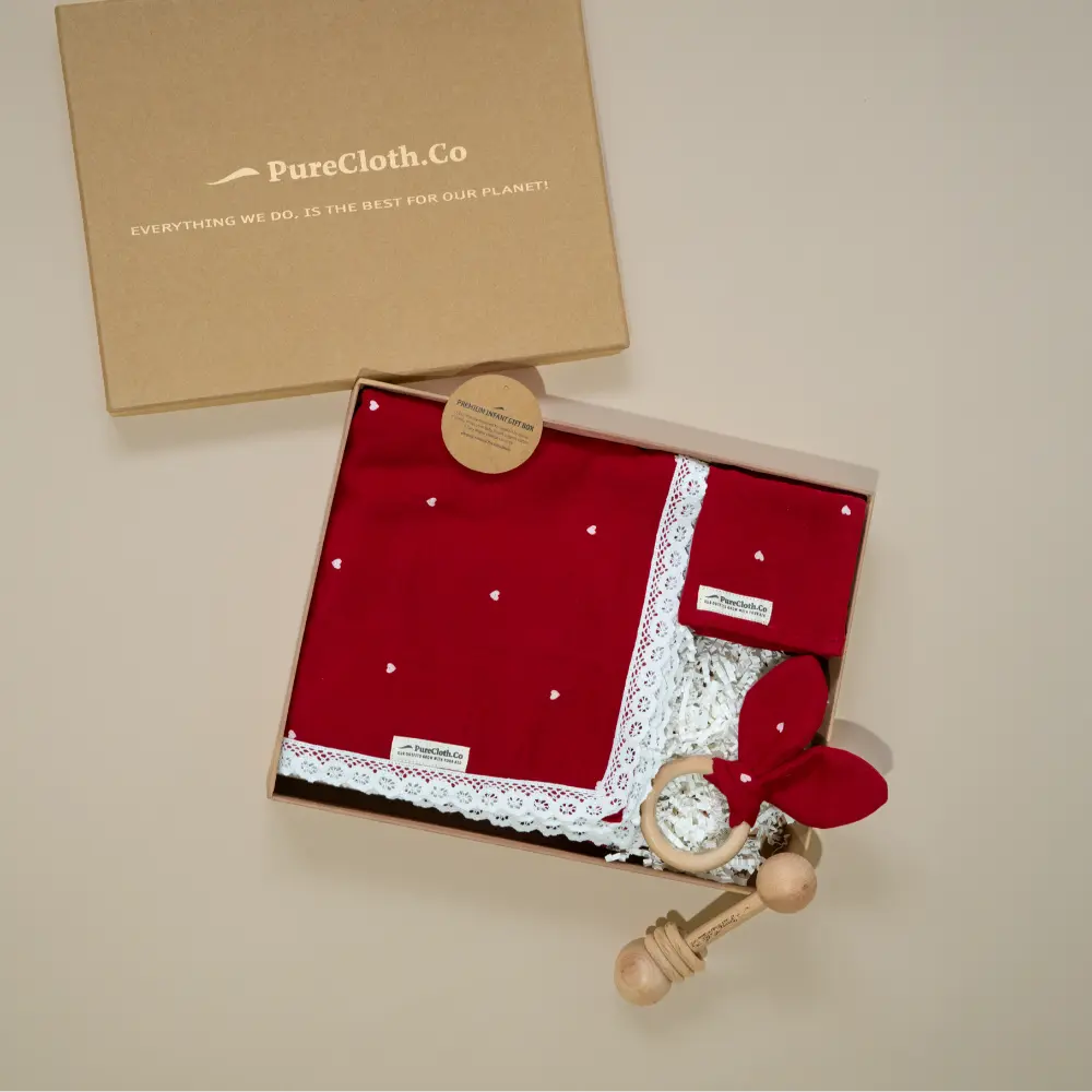 Purecloth.Co Gift Hamper Newborn|Little Nest Bundle - Red