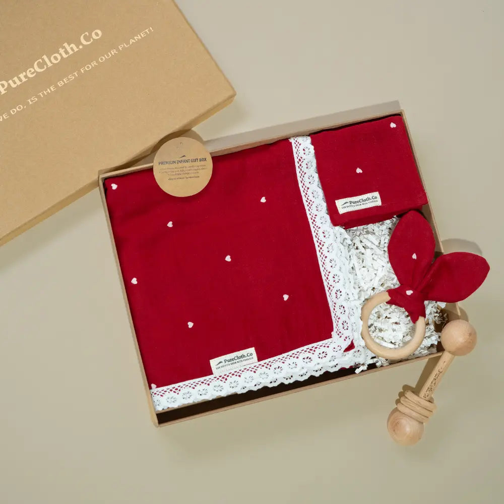 Purecloth.Co Gift Hamper Newborn|Little Nest Bundle - Red