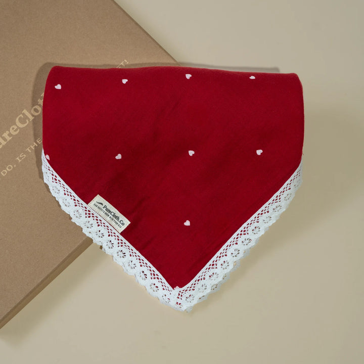 PureCloth.Co Organic Muslin Baby Swaddle/Blanket | Red Heart