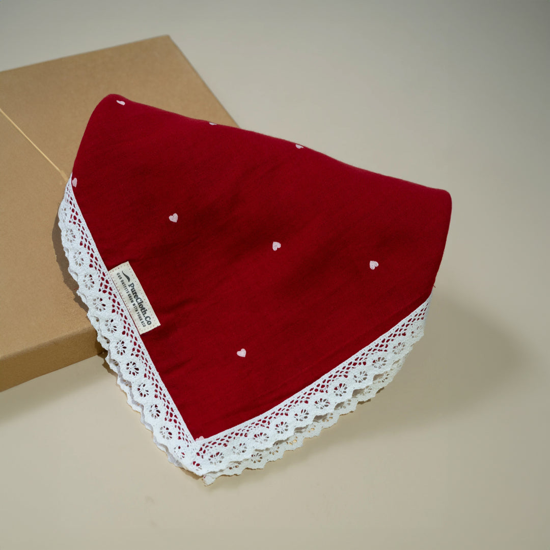 PureCloth.Co Organic Muslin Baby Swaddle/Blanket | Red Heart