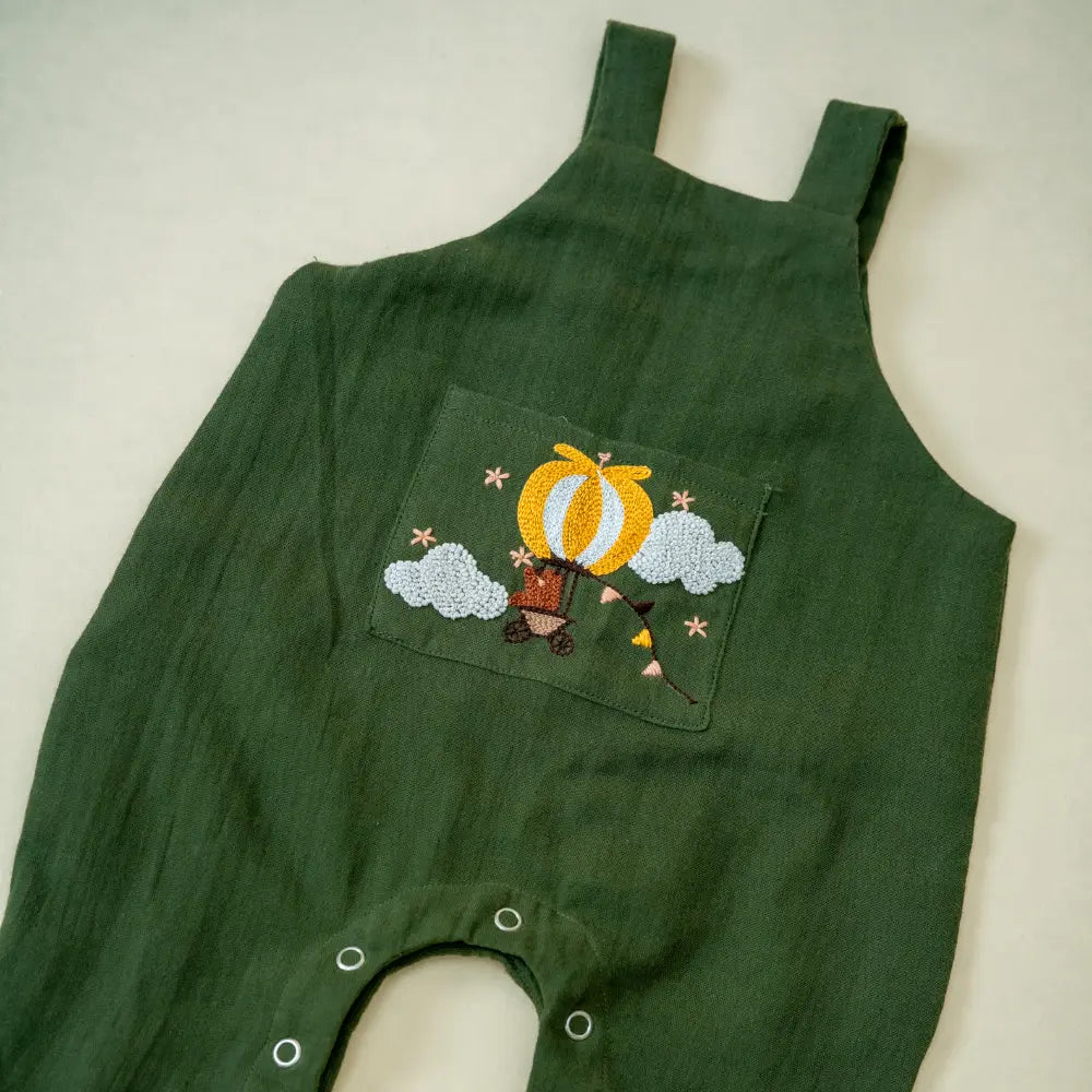 PureCloth.Co Little Voyager Jumpsuit for Boys | Forest Green