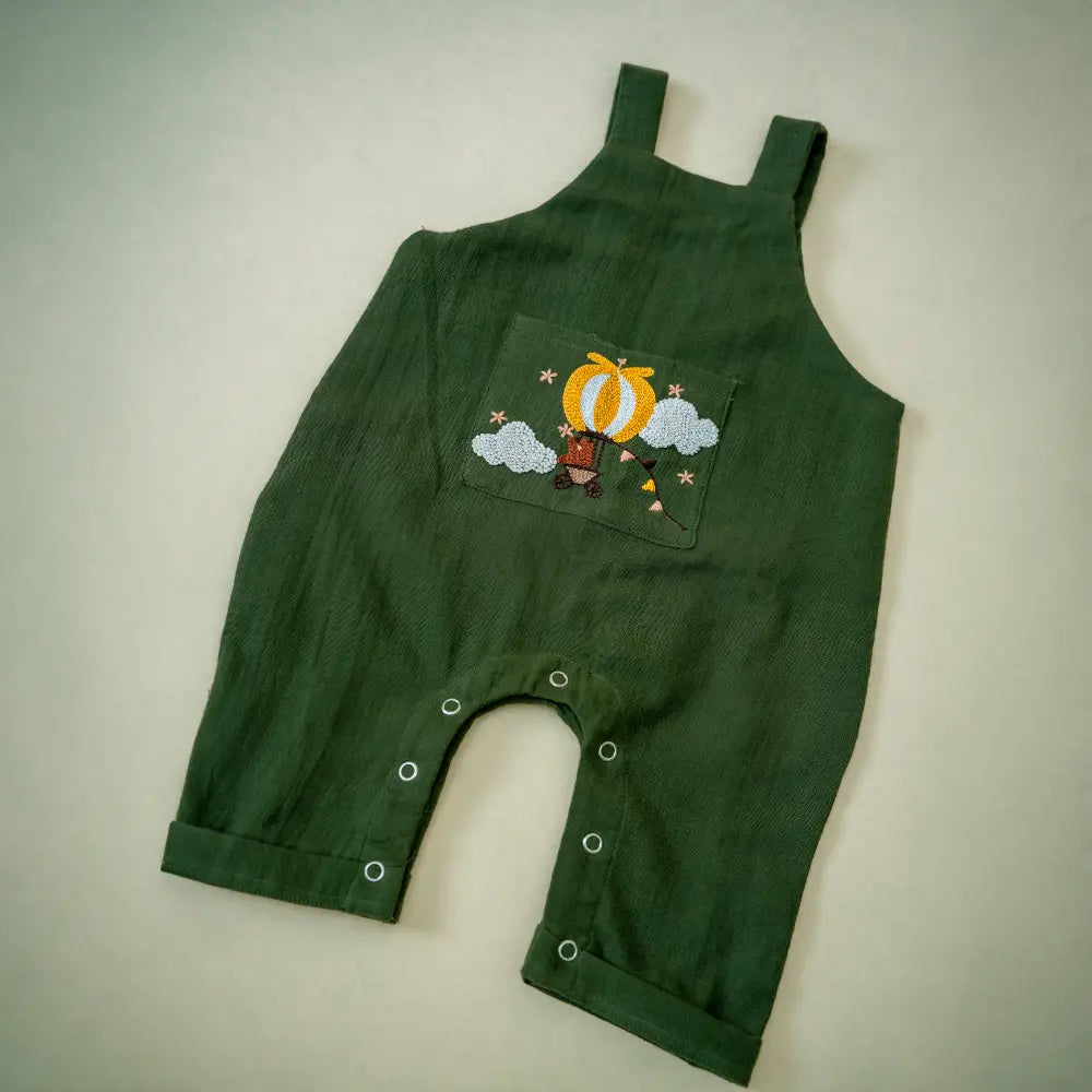 PureCloth.Co Little Voyager Jumpsuit for Boys | Forest Green