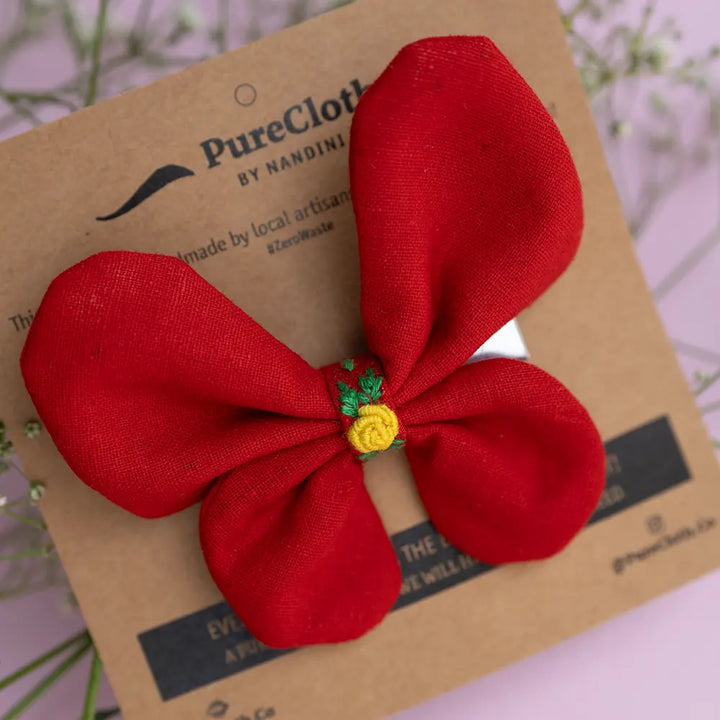 PureCloth.Co Red Flutter Bug | Butterfly Hair Clip