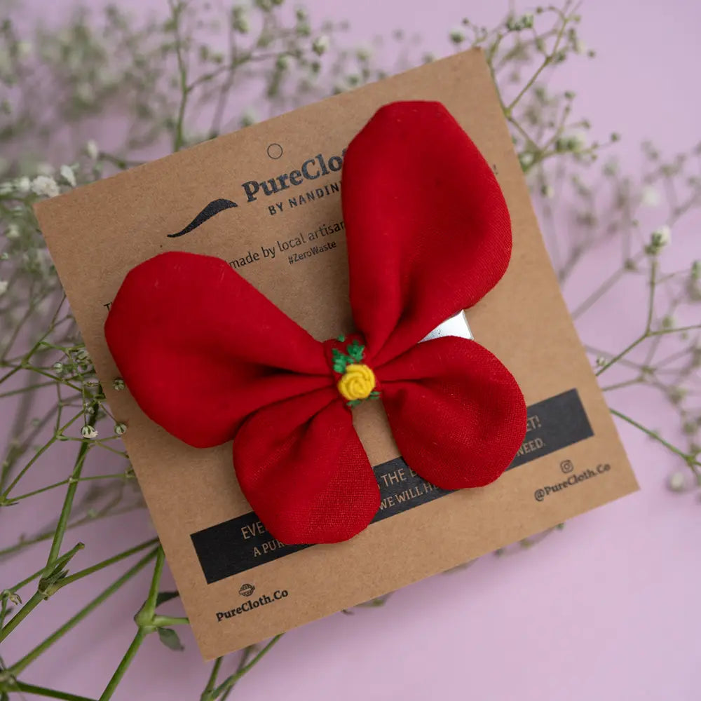PureCloth.Co Red Flutter Bug | Butterfly Hair Clip