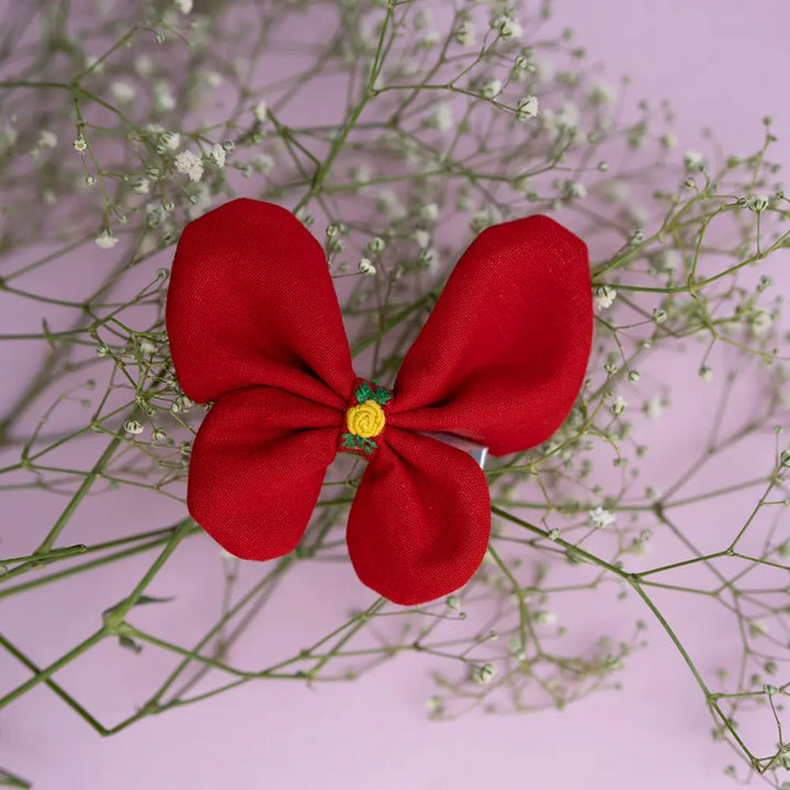PureCloth.Co Red Flutter Bug | Butterfly Hair Clip