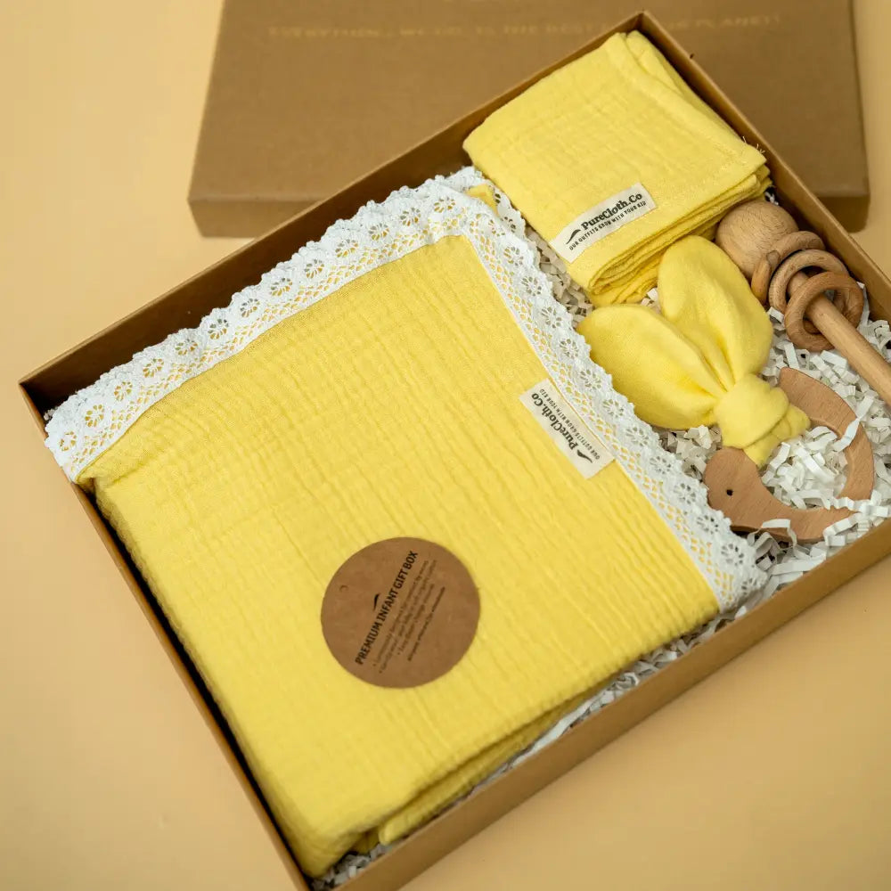 Purecloth Gift Hamper Newborn|Little Nest Bundle|Mellow Yellow