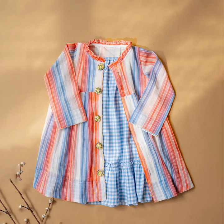 PureCloth.Co Winter Merry Jacket Cotton - Blue and Red Stripe