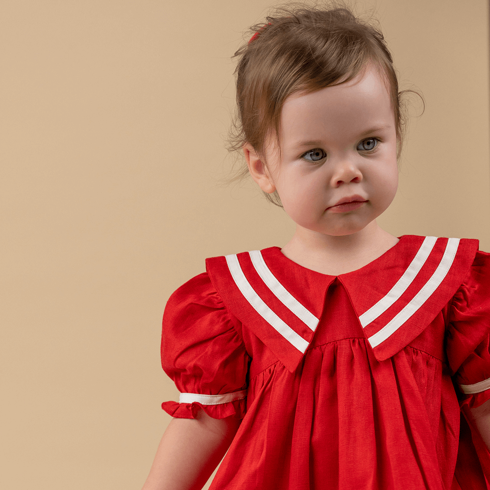 PureCloth.Co Red Sailor Dress for Girls