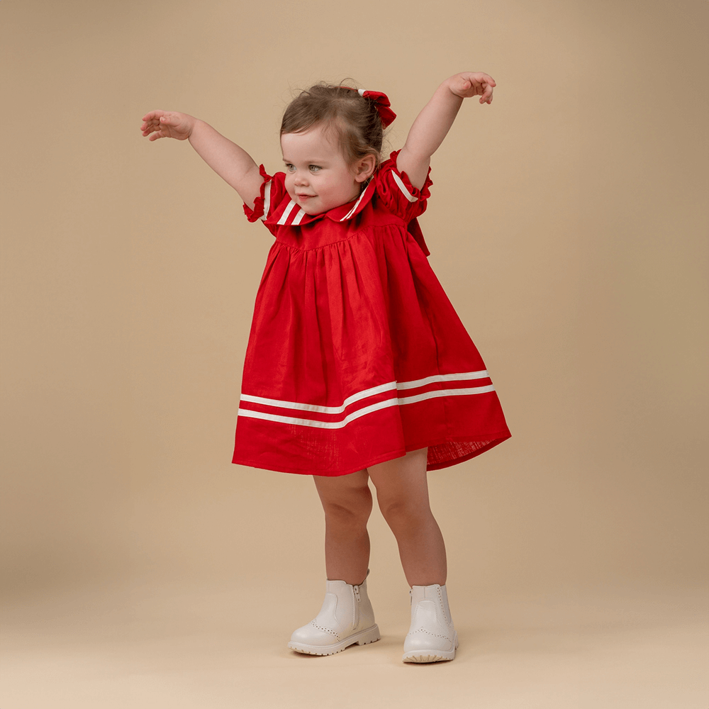 PureCloth.Co Red Sailor Dress for Girls