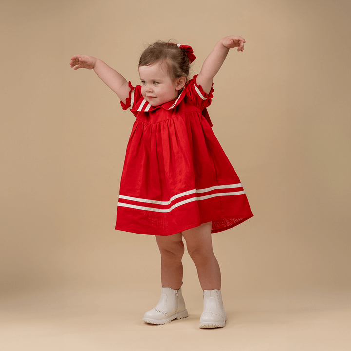 PureCloth.Co Red Sailor Dress for Girls