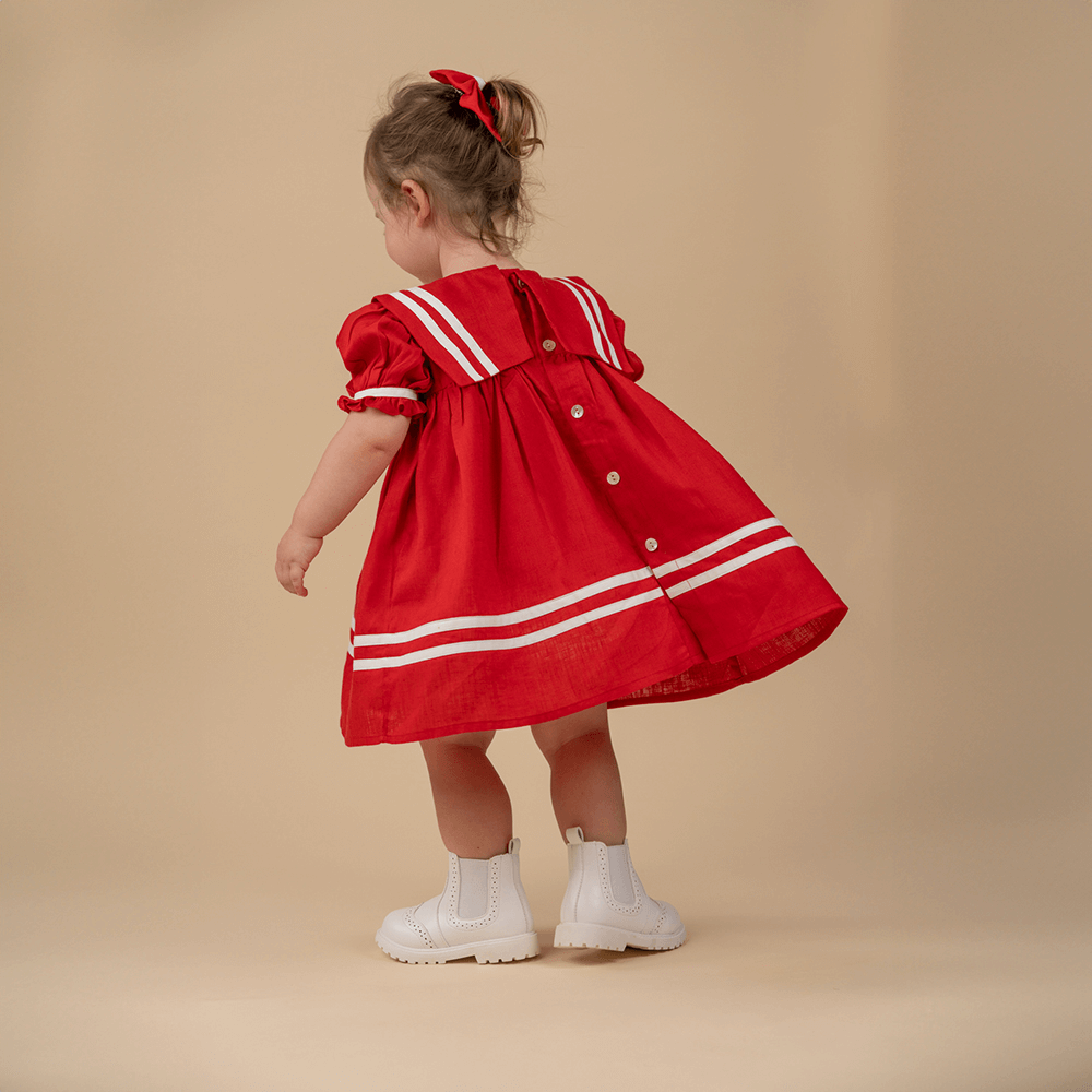 PureCloth.Co Red Sailor Dress for Girls