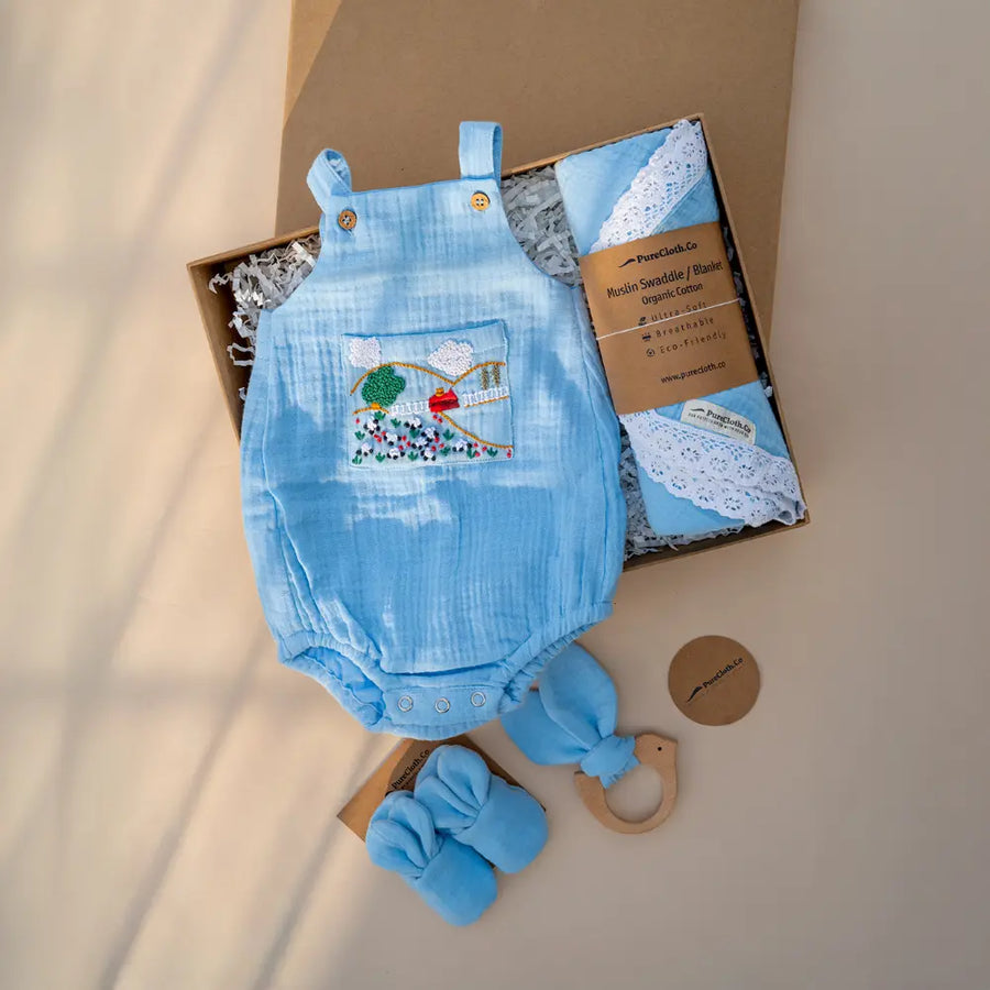 PureCloth.Co Little Meadows Baby Boy Hamper | Blue Set