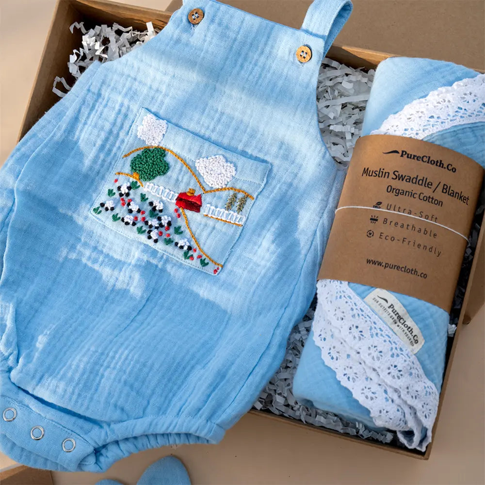 PureCloth.Co Little Meadows Baby Boy Hamper | Blue Set