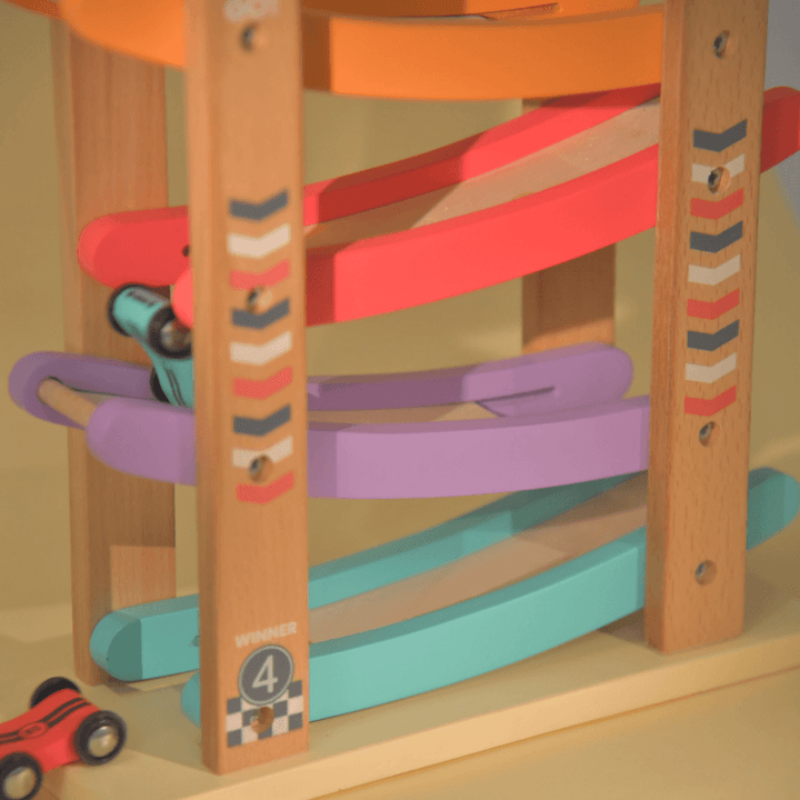 Playbox Speedy Wheels Wooden Car Race Toy Track Set