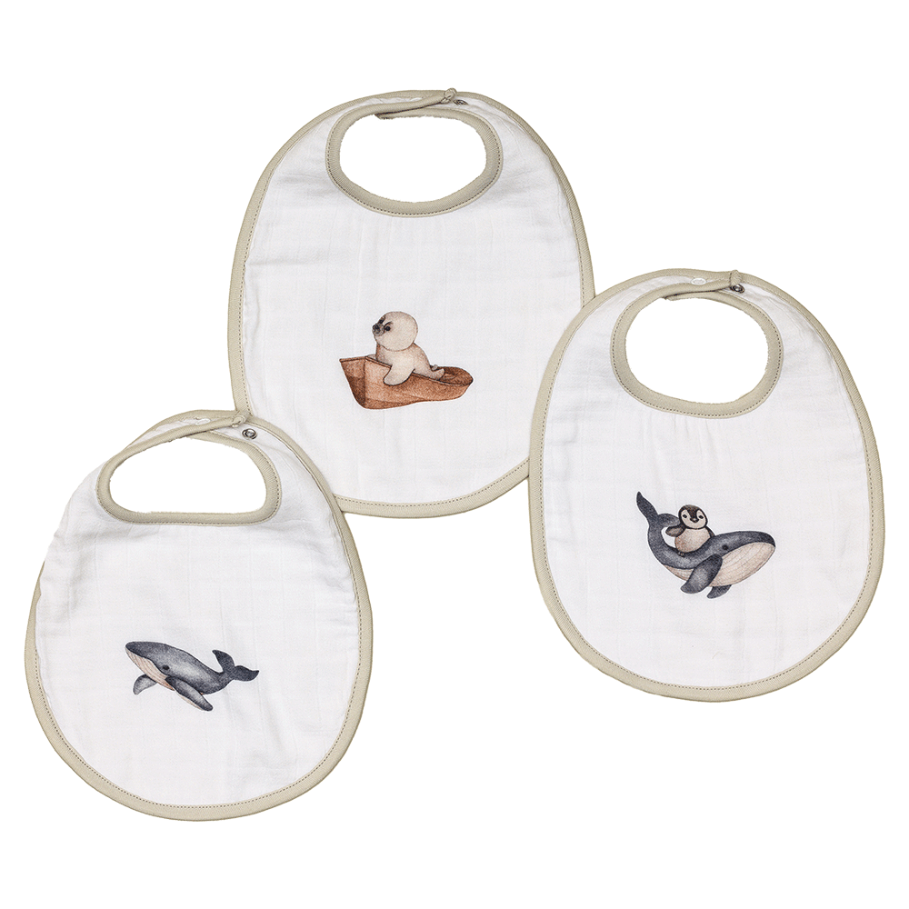 Cugo Bamboo Cotton Muslin Bibs (Pack of 3)