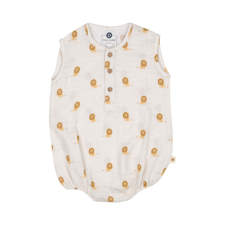 Dulaar Organic Muslin Romper - Just Lion Around