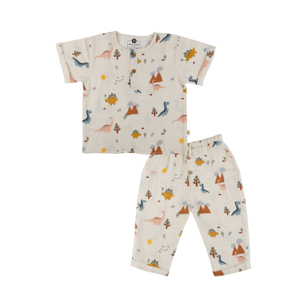 Dulaar Organic Muslin Joggers Set - A Day With Dinos