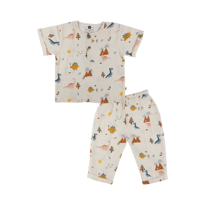 Dulaar Organic Muslin Joggers Set - A Day With Dinos