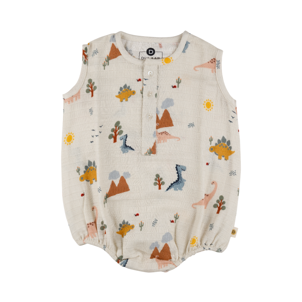 Dulaar Organic Muslin Romper - A Day With Dinos