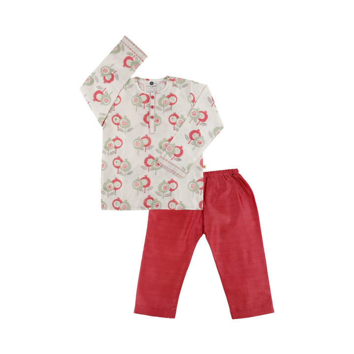Dulaar Chanderi Kurta Pyjama Set | Hand-Block Printed