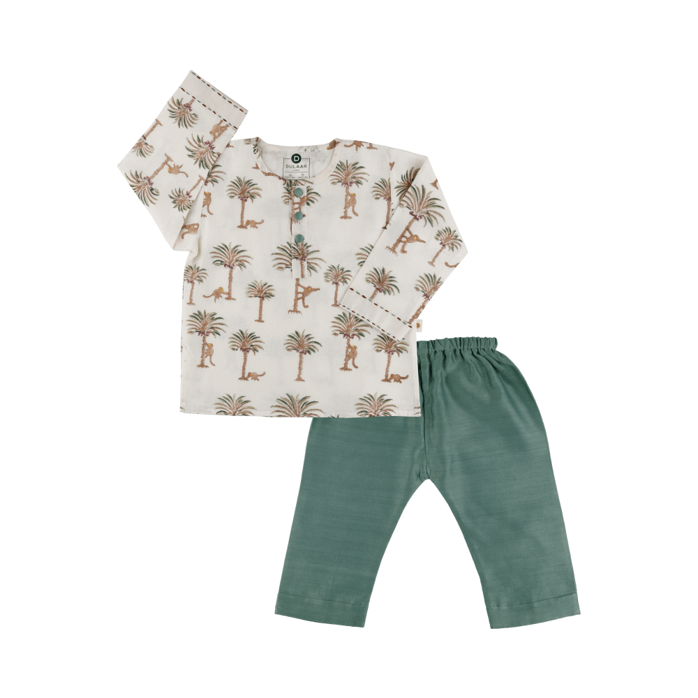 Dulaar Chanderi Hand-Block Printed Kurta Pyjama Set