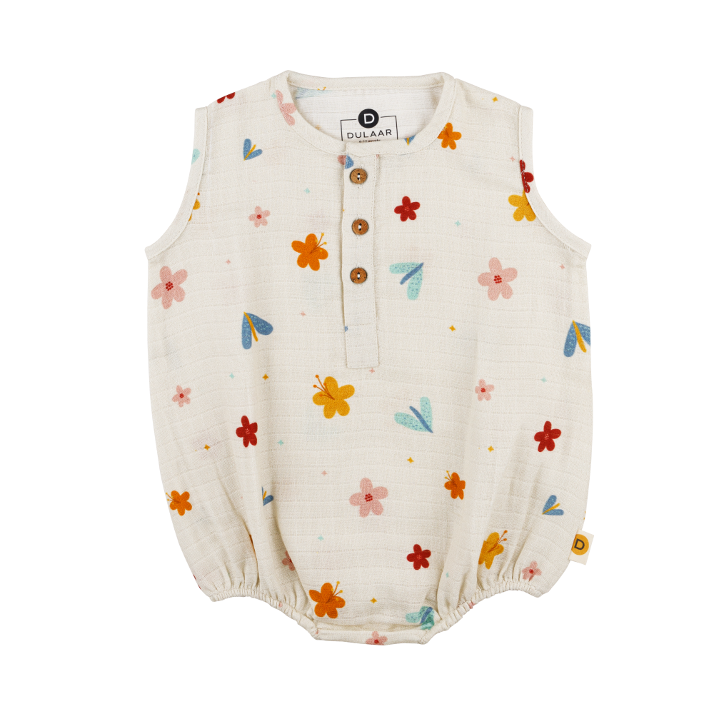 Dulaar Organic Muslin Romper - A World In Bloom